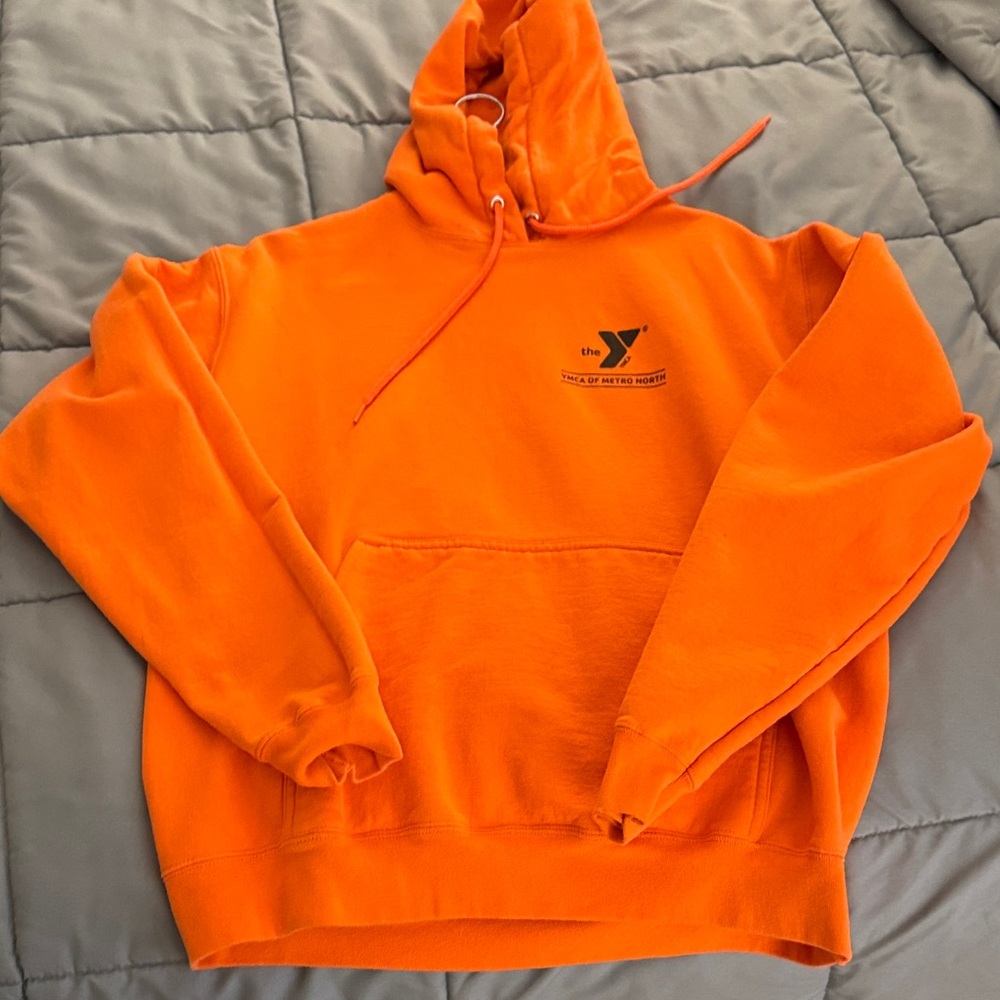 YMC Bright Orange Logo Pullover Hoodie - Men's Casual Sweatshirt
